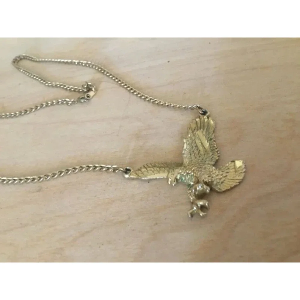 Retro Flying Eagle Pendant Curb Chain Necklace Western Boho